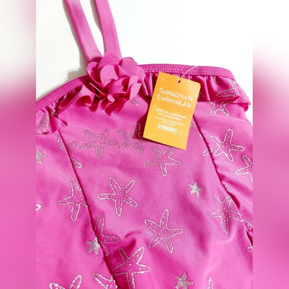 Bright Pink Silver Starfish Gymboree Halter Style Swimsuit Size 4 - Picture 4 of 4